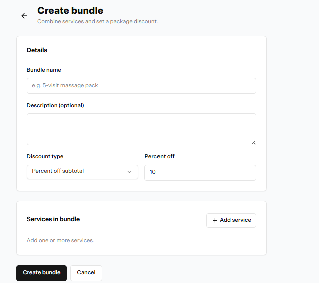 Create service bundle